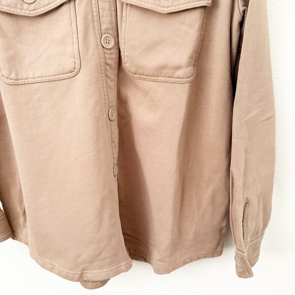 GOOD AMERICAN | Essential Fleece Shacket Jacket Brown Putty Oversized | XS-Small - Picture 7 of 7